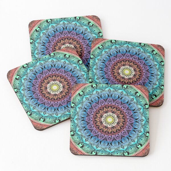 Item preview, Rainbow Feathers Mandala designed and sold by joyfuldots.