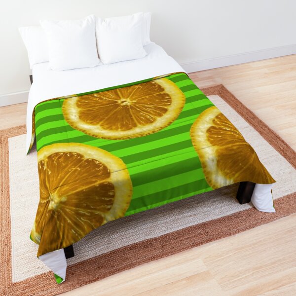 Scheiben von Orangen Druck grün orange Wandteppich und Tagesdecke Scheiben von Orangen Druck grün orange Wandteppich und Tagesdecke