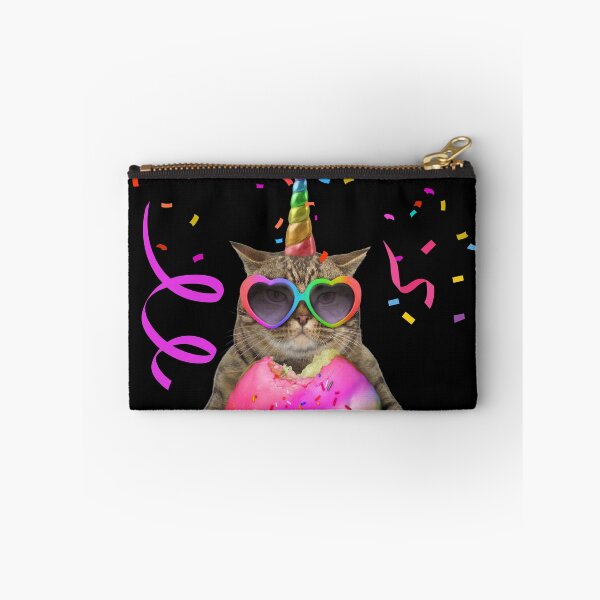 Item preview, Lol Funny Cat.  Super Serious Birthday Party Unicorn Kitty with Donut.   designed and sold by Cosmic-Ferret.
