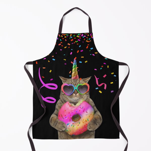 Item preview, Lol Funny Cat.  Super Serious Birthday Party Unicorn Kitty with Donut.   designed and sold by Cosmic-Ferret.