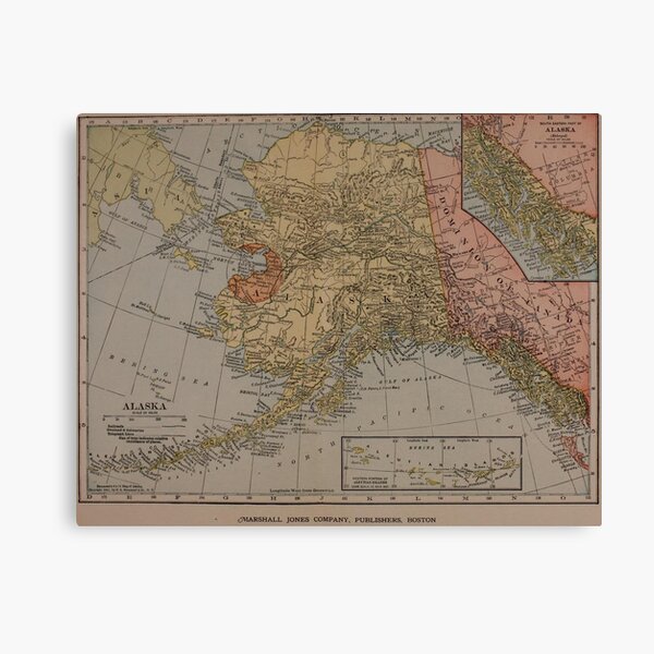 Vintage Map of Alaska (1910) Canvas Print