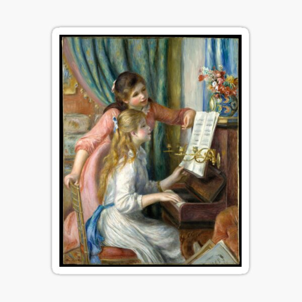 Two Young Girls at the Piano Sticker