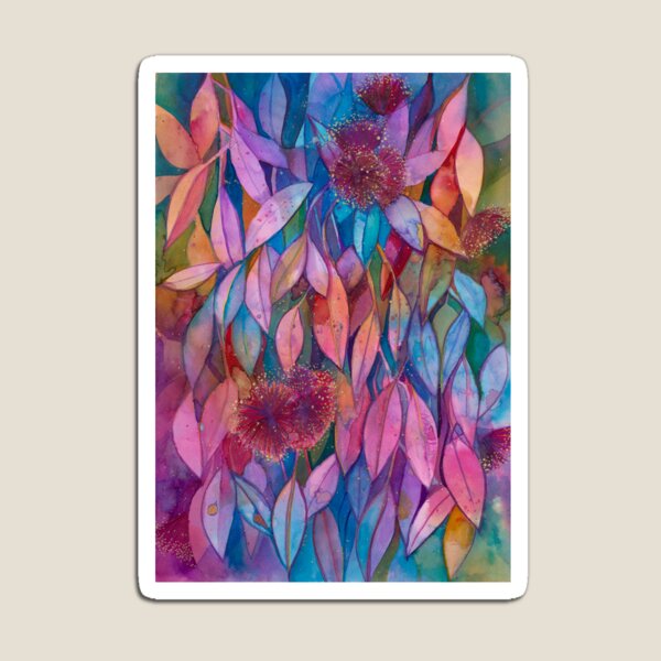 Watercolour gum leaves and blossoms Magnet