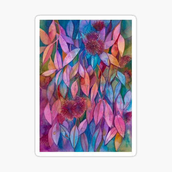 Watercolour gum leaves and blossoms Sticker