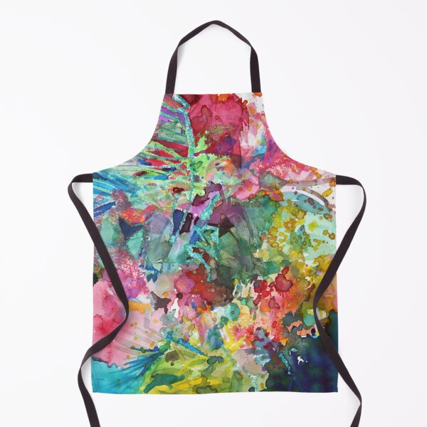 Watercolour festoon of flowers Apron