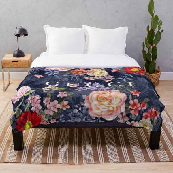 blue57809FLOWERS8752S Throw Blanket