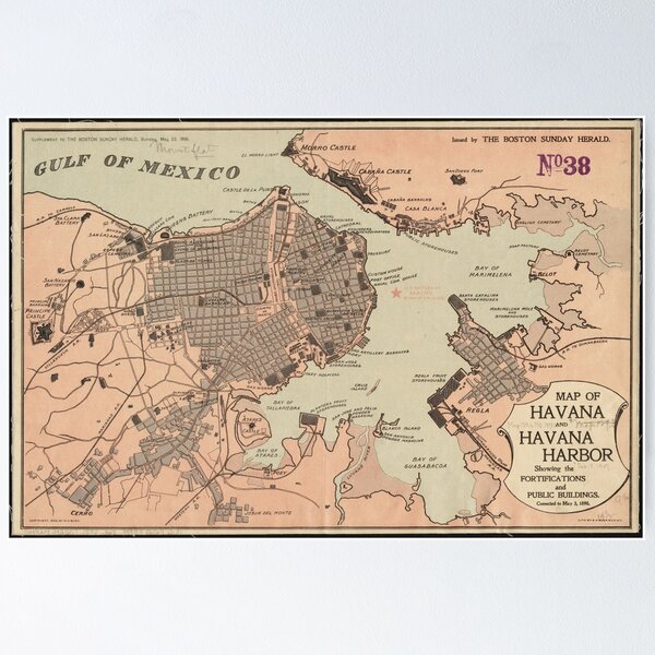 Item preview, Vintage Map of Havana Cuba (1898) 2 designed and sold by BravuraMedia.