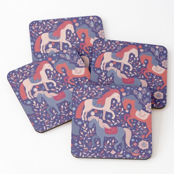 Item preview, 3 Caballos - Patrón Folkart con detalle floral designed and sold by PanicDay.