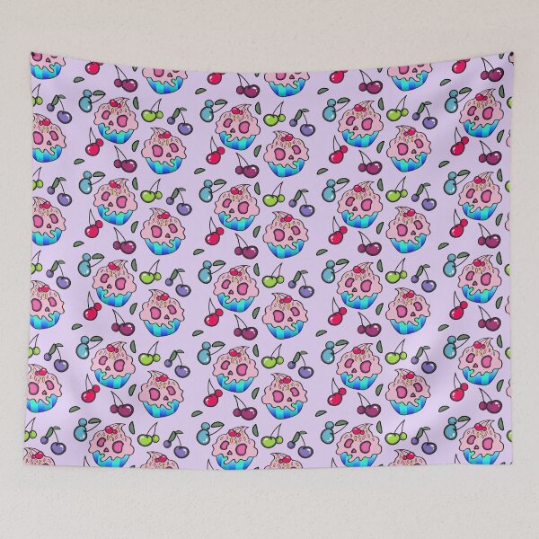 Item preview, GHOULISH CHERRY PINK CUPCAKE PATTERN designed and sold by Ruby Mendiola.