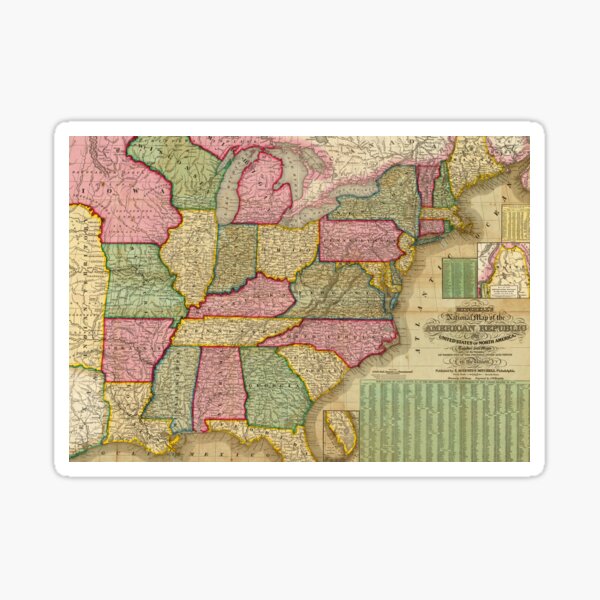 Item preview, Antique Map of the United States- 1843 designed and sold by ganje.