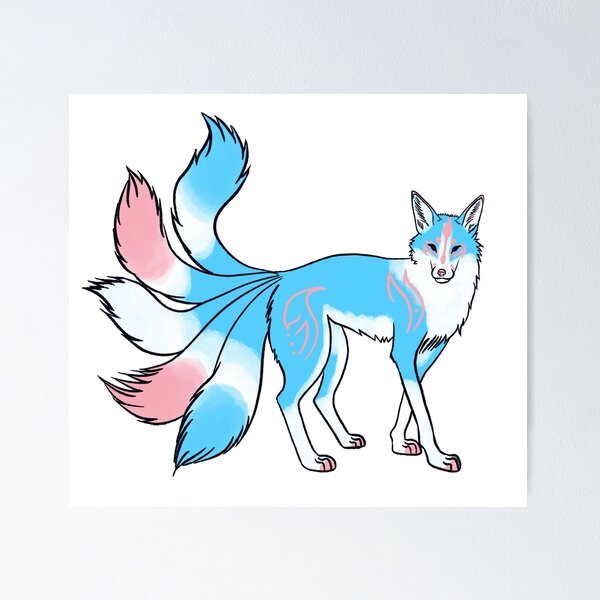 Item preview, Trans Pride Kitsune Fox designed and sold by LordyIrony.