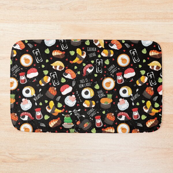 Item preview, Japanese Guinea Pig Sushi - Black Background designed and sold by Lulupainting.