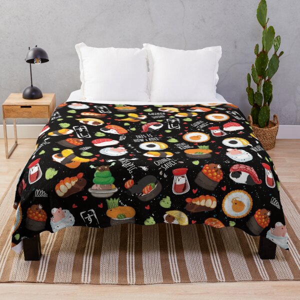 Item preview, Japanese Guinea Pig Sushi - Black Background designed and sold by Lulupainting.