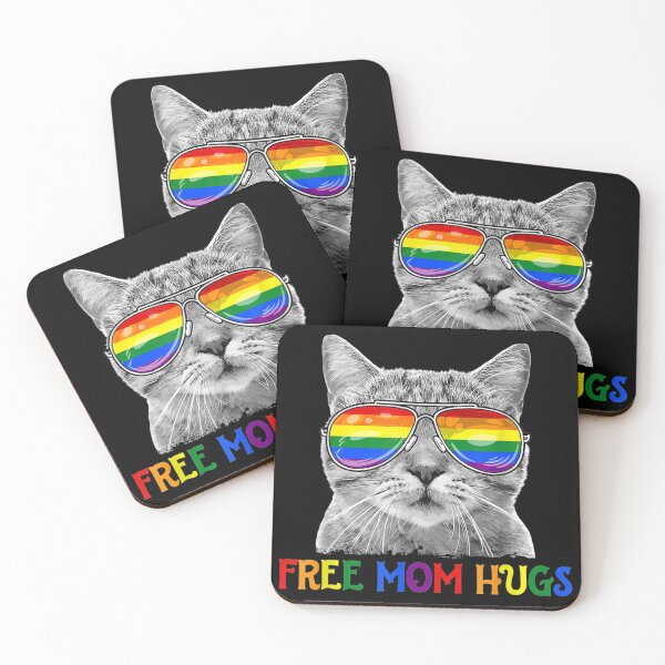 Item preview, Free Mom Hugs Purride Proud Ally Cat Rainbow Flag designed and sold by violetacain70.