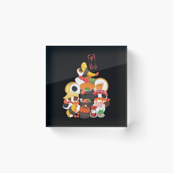 Item preview, Japanese Guinea Pig Sushi - Black Background designed and sold by Lulupainting.