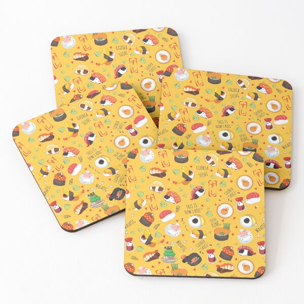 Item preview, Japanese Guinea Pig Sushi - Yellow Background designed and sold by Lulupainting.