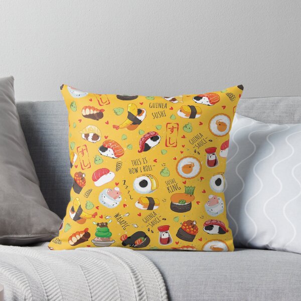Item preview, Japanese Guinea Pig Sushi - Yellow Background designed and sold by Lulupainting.