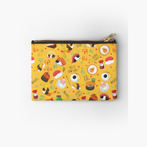Aperçu de l'œuvre Sushi de cochon d'Inde japonais - fond jaune créée et vendue par Lulupainting.