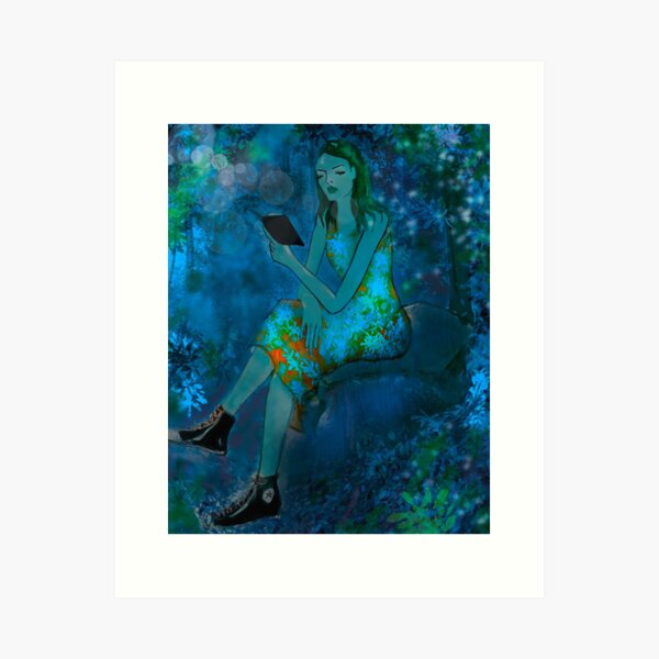 Vista previa del artículo con la obra «leyendo en el bosque», diseñado y vendido por bonmots.