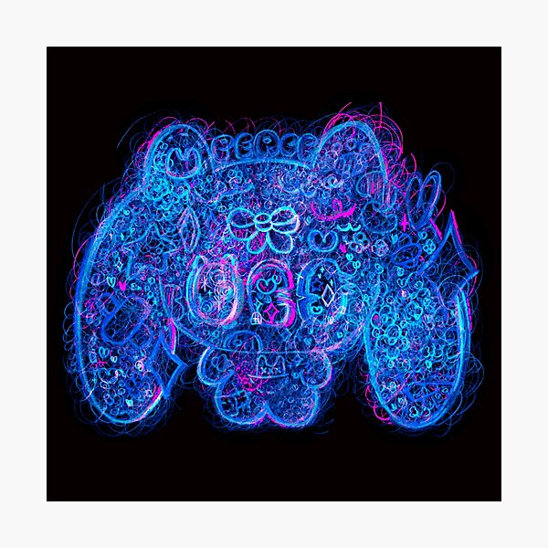 Item preview, Neon Light Night Glow Bear Rabbit Cat Plush Kawaii Pop Art  designed and sold by Ben Ryuki Miyagi Architect.