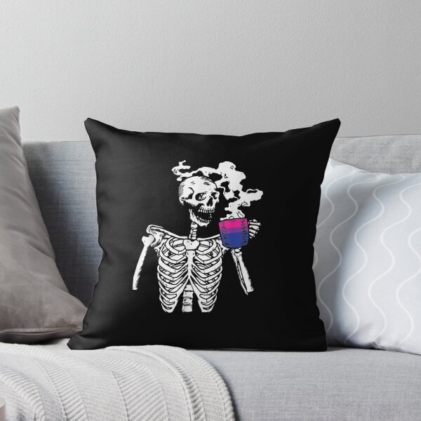 Item preview, Skeleton Drinking Coffee Bi-sexual Pride Skull designed and sold by violetacain70.