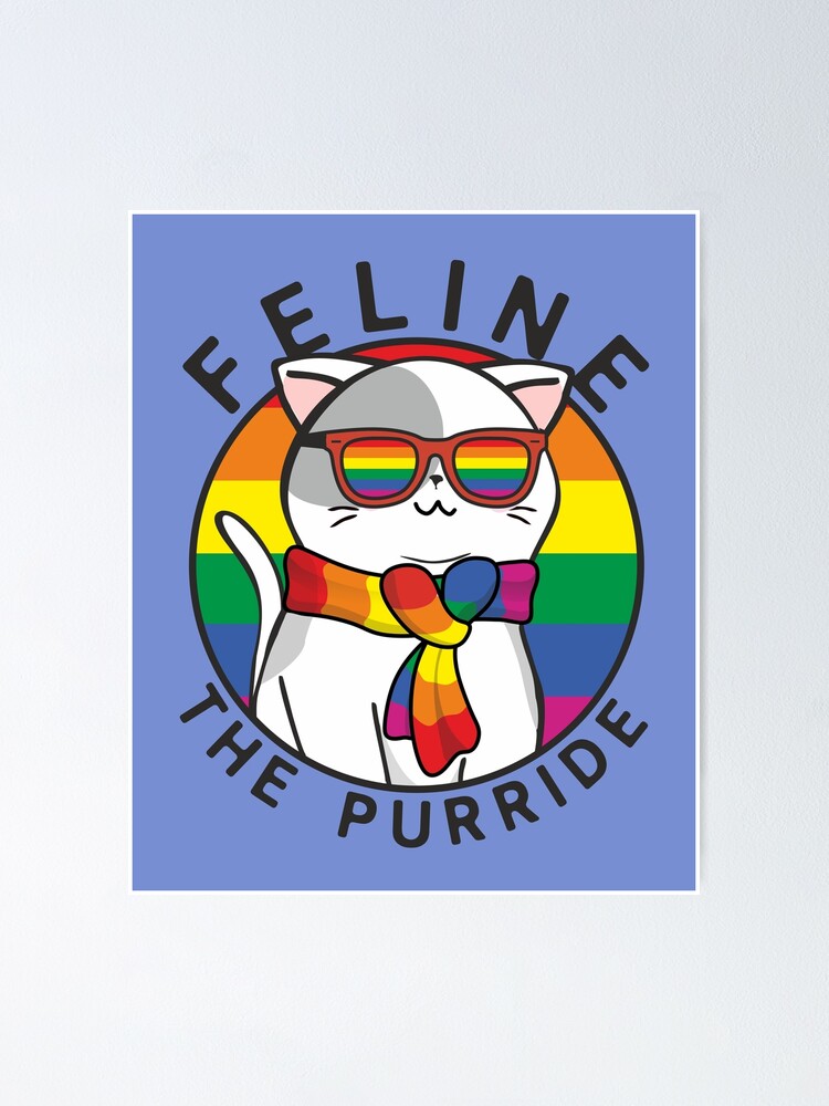 Feline The Purride Cat Pun Gay Lgbt Funny Gift Tshirt