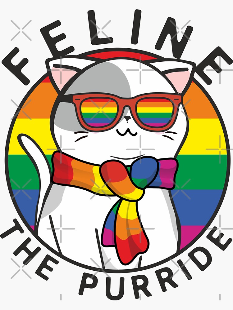 Feline The Purride Cat Pun Gay Lgbt Funny Gift Tshirt