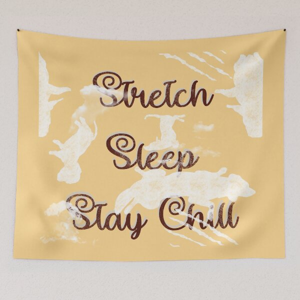Item preview, Stretch, Sleep, Stay Chill Cute Sleeping Dogs on Cloud Nine - Chalkboard Style x Cloudy Sky Pumpkin Orange - Sleeping is My Favorite Pastime - Seamless Repeating Pattern designed and sold by sthNnth.