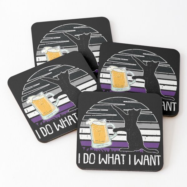 Item preview, I Do What I Want Cat Asexual Pride Drinking Beer designed and sold by violetacain70.
