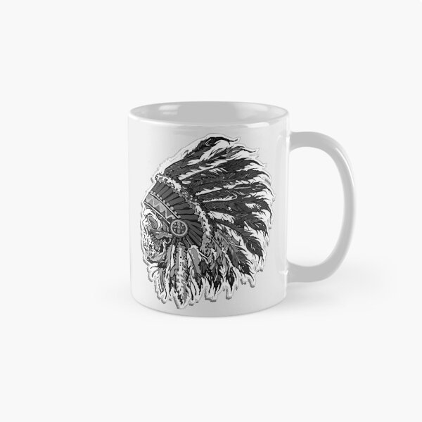 Artikelvorschau, Indianerhäuptling Schädel BnW entworfen und verkauft von PlushTrashBrush.