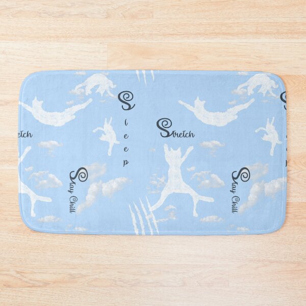 Item preview, Stretch, Sleep, Stay Chill Cute Sleeping Cats on Cloud Nine - Chalkboard Style x Cloudy Sky Blue - Sleeping is My Favorite Pastime - Seamless Repeating Pattern designed and sold by sthNnth.