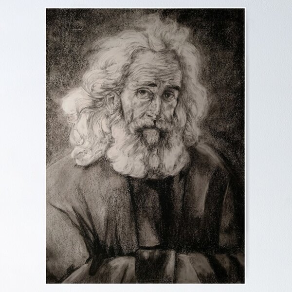 Item preview, Old Man Mastercopy Charcoal Drawing designed and sold by sternauticals.