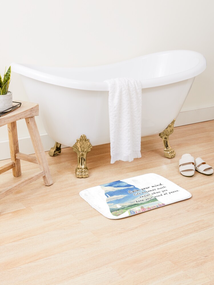 Thumbnail 2 of 6, Bath Mat, Calm your mind designed and sold by YuNikDraw.