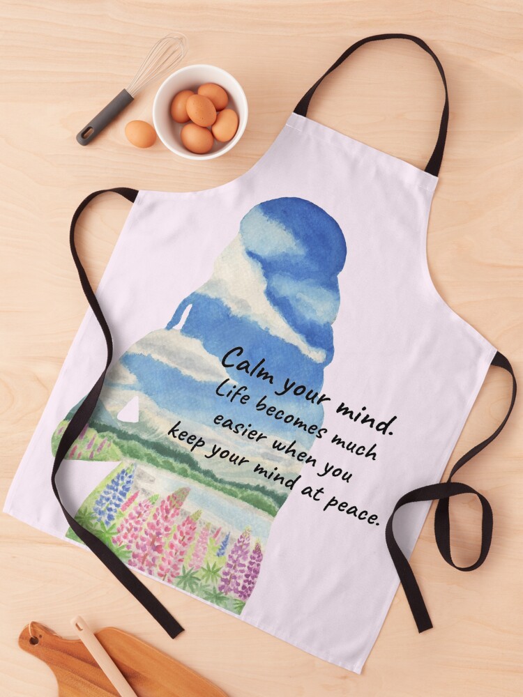 Thumbnail 1 of 6, Apron, Calm your mind designed and sold by YuNikDraw.