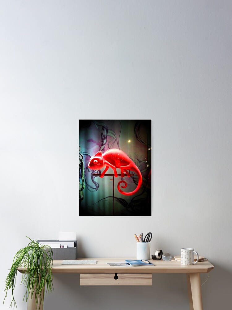Thumbnail 2 of 3, Poster, red chameleon designed and sold by squidcode.