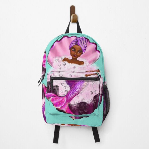 Item preview, Mermaid spa day in Oyster clam shell 3 - Black anime mermaid in bubble bath. Pretty black girl with Afro hair, green eyes, Cherry pink lips and dark brown skin. Hair love ! designed and sold by Artonmytee.