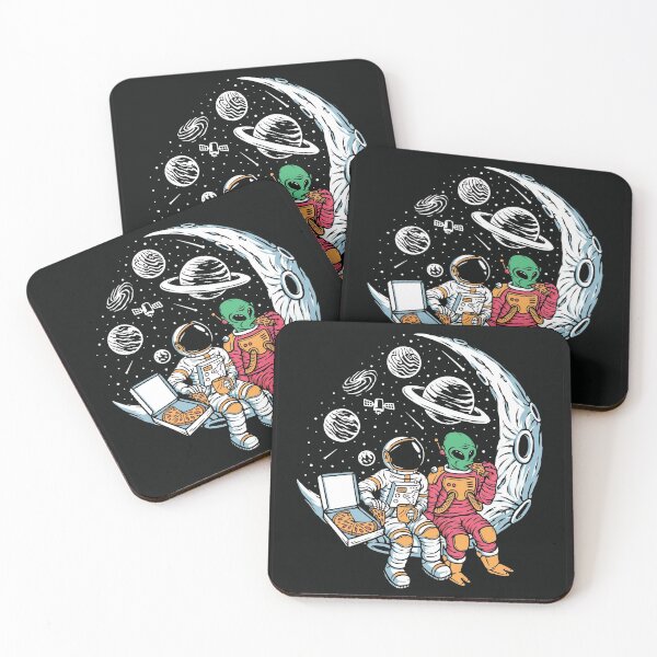 Item preview, Astronauts Aliens Chill Together Moon Illustration designed and sold by Peekonet.