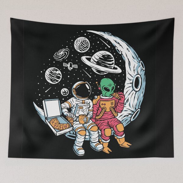 Item preview, Astronauts Aliens Chill Together Moon Illustration designed and sold by Peekonet.