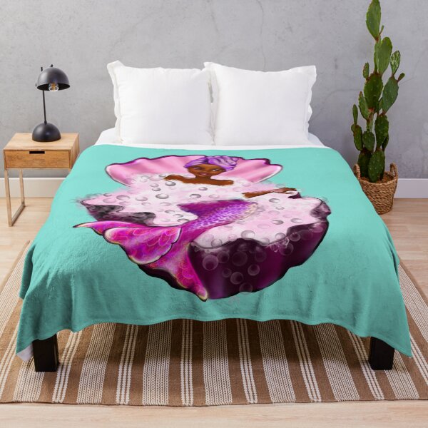 Item preview, Mermaid spa day in Oyster clam shell 4 - Black anime mermaid in bubble bath. Pretty black girl with Afro hair, green eyes, Cherry pink lips and dark brown skin. Hair love ! designed and sold by Artonmytee.