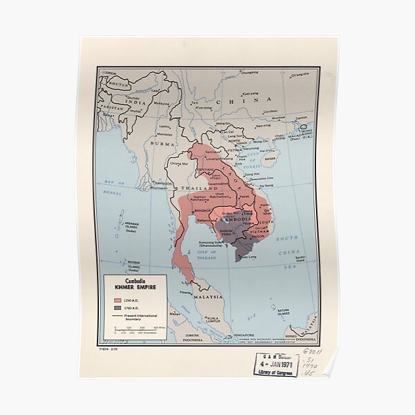 "CIA map showing extent of the Khmer Empire" Poster by erinobaker