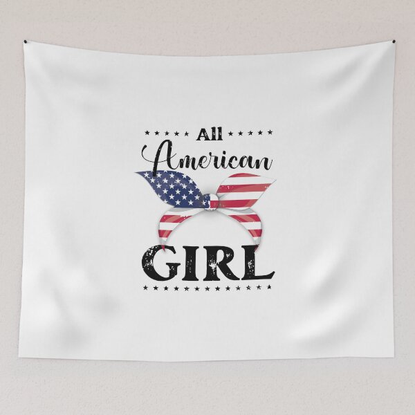 Item preview, All American Girl - US Flag Ribbon - Black, 4th of July, American Family designed and sold by Respire2020.