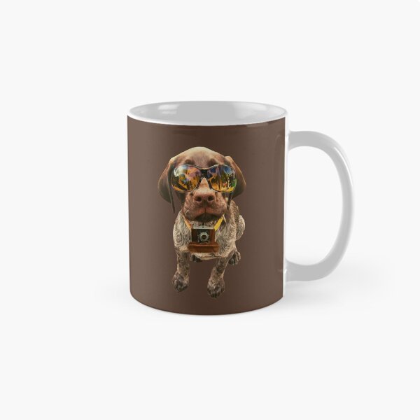 Item preview, News partner dog wearing sunglasses and camera on dark brown background designed and sold by Amalzaki.