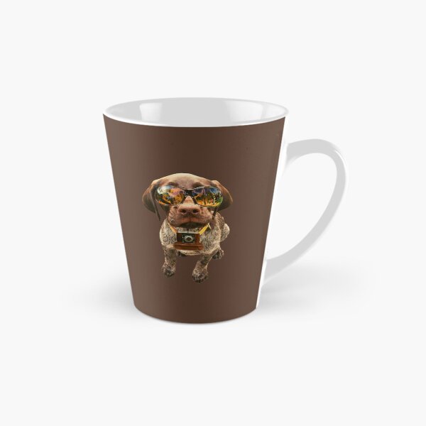 Item preview, News partner dog wearing sunglasses and camera on dark brown background designed and sold by Amalzaki.