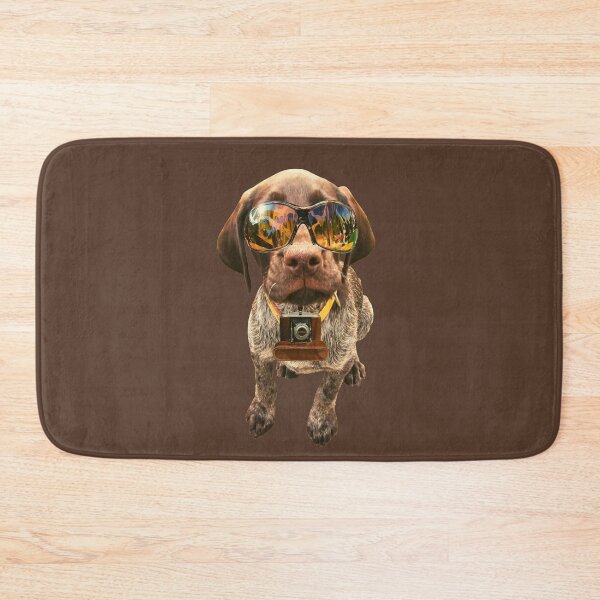 Item preview, News partner dog wearing sunglasses and camera on dark brown background designed and sold by Amalzaki.