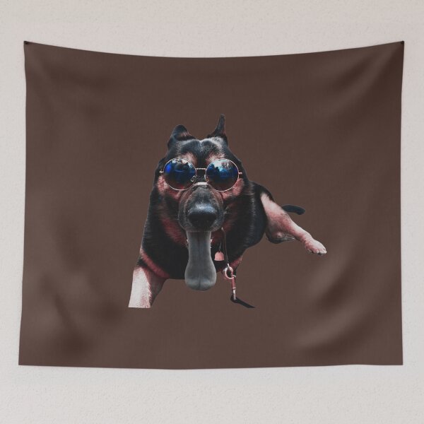 Item preview, Cool German Shepherd Dog wearing sunglasses on brown background designed and sold by Amalzaki.
