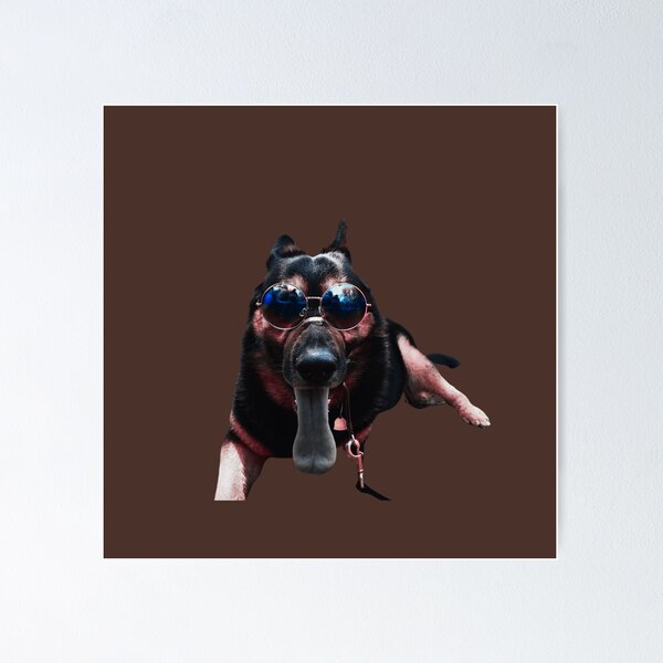 Item preview, Cool German Shepherd Dog wearing sunglasses on brown background designed and sold by Amalzaki.