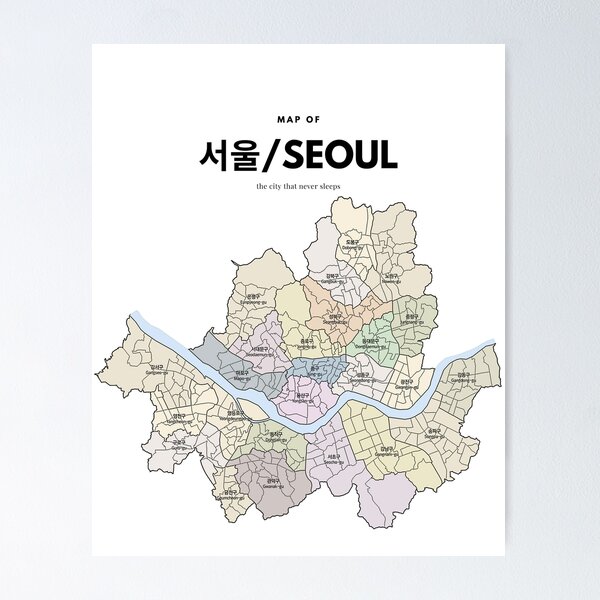 Artikelvorschau, Karte von Seoul, Koreanisch entworfen und verkauft von YHK Image Creator.