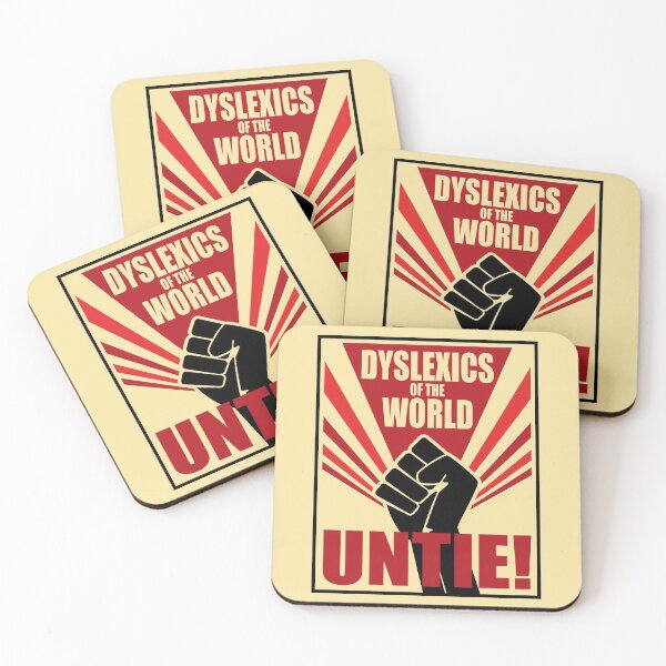 Item preview, Dyslexics of the world untie! funny Soviet propaganda-style designed and sold by Happy Puppy Print On Demand.