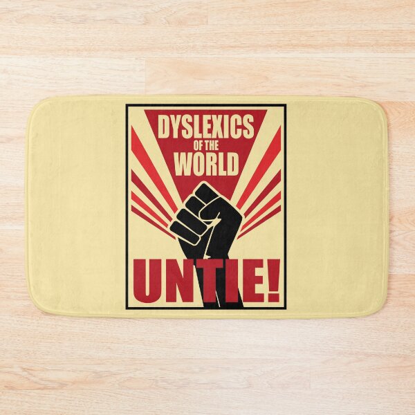 Item preview, Dyslexics of the world untie! funny Soviet propaganda-style designed and sold by Happy Puppy Print On Demand.