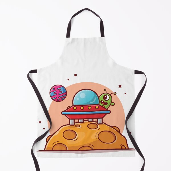 Item preview, Cute Alien UFO Spaceship Landed Moon Cartoon Icon Illustration designed and sold by Peekonet.